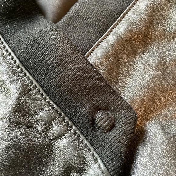 Trouve leather jacket with under arm knit dome front closure deep V front Sz S - Picture 8 of 8